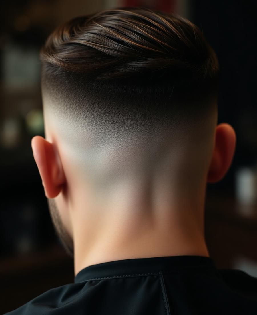 Clean line up and taper viewed from behind